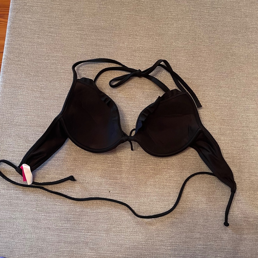 Victoria's Secret Push Up Ruffle Black Bikini Swim Top 34A - Picture 6 of 9